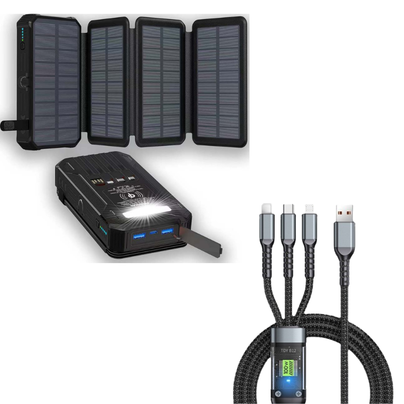 🔥Christmas Limited-Time Offer: 50% OFF!!!🔥20000mAh Solar Power Bank with Foldable Panels, Wireless Charging & LED Flashlight