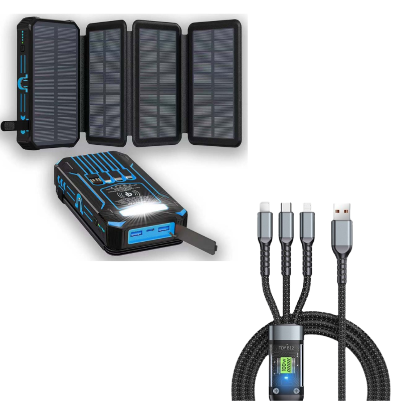 🔥Christmas Limited-Time Offer: 50% OFF!!!🔥20000mAh Solar Power Bank with Foldable Panels, Wireless Charging & LED Flashlight