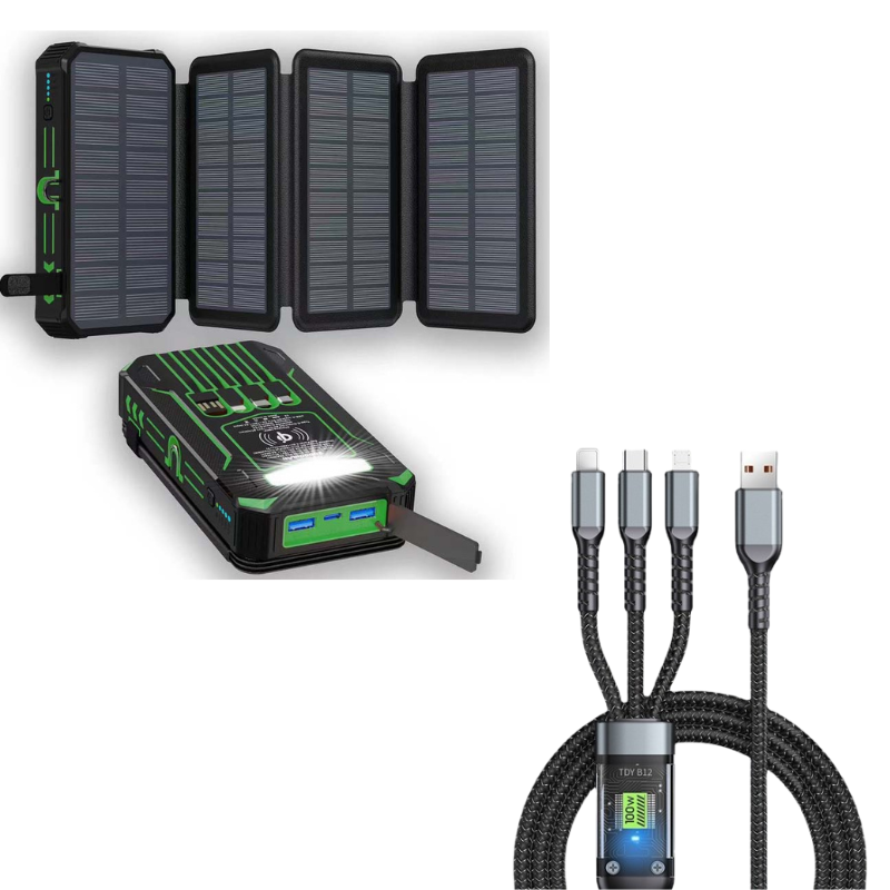 🔥Christmas Limited-Time Offer: 50% OFF!!!🔥20000mAh Solar Power Bank with Foldable Panels, Wireless Charging & LED Flashlight