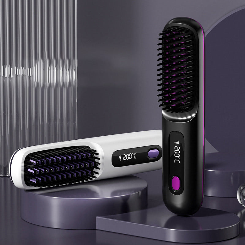 ⏰50K+ SOLD!💁‍♀️Wireless Ceramic Hair Straightening Comb – Fast Heating, Anti-Frizz & Tangle-Free Design ✨