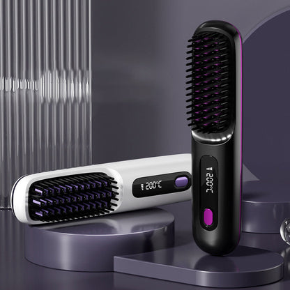 ⏰50K+ SOLD!💁‍♀️Wireless Ceramic Hair Straightening Comb – Fast Heating, Anti-Frizz & Tangle-Free Design ✨