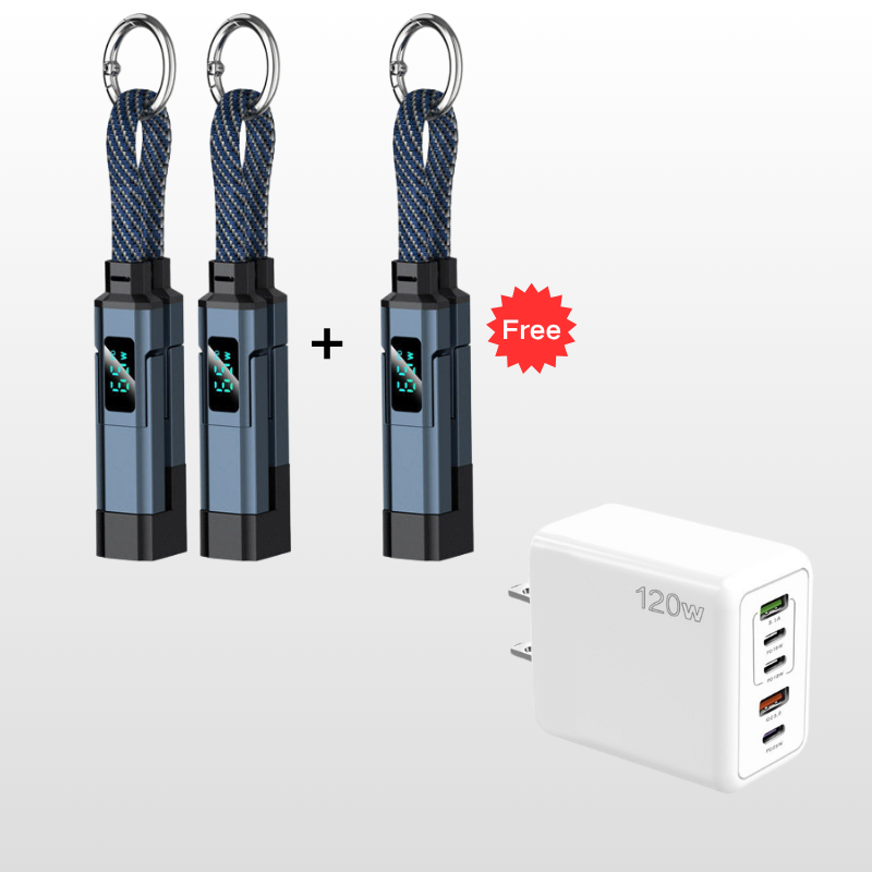 🔥HOT SALE50% OFF🔥4-in-1 Digital Display Keychain Charging Cable