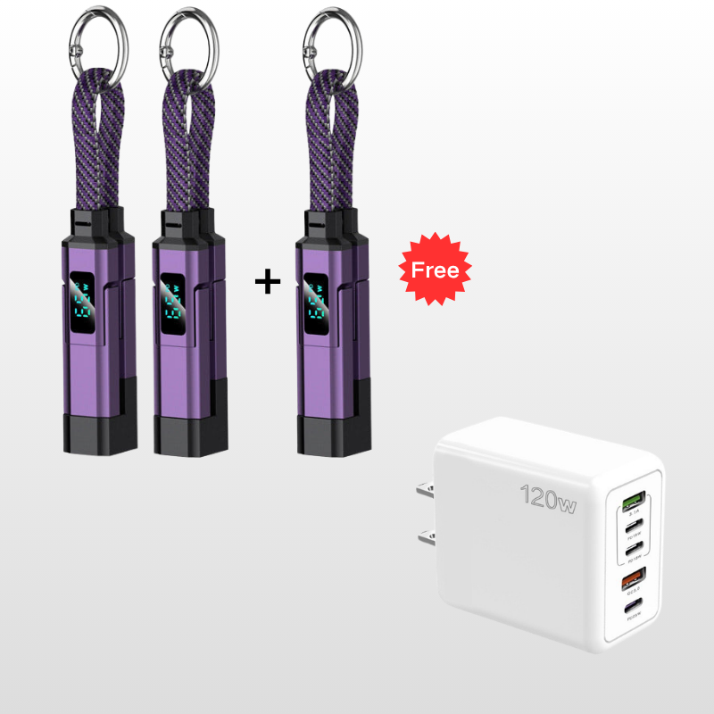 🔥HOT SALE50% OFF🔥4-in-1 Digital Display Keychain Charging Cable
