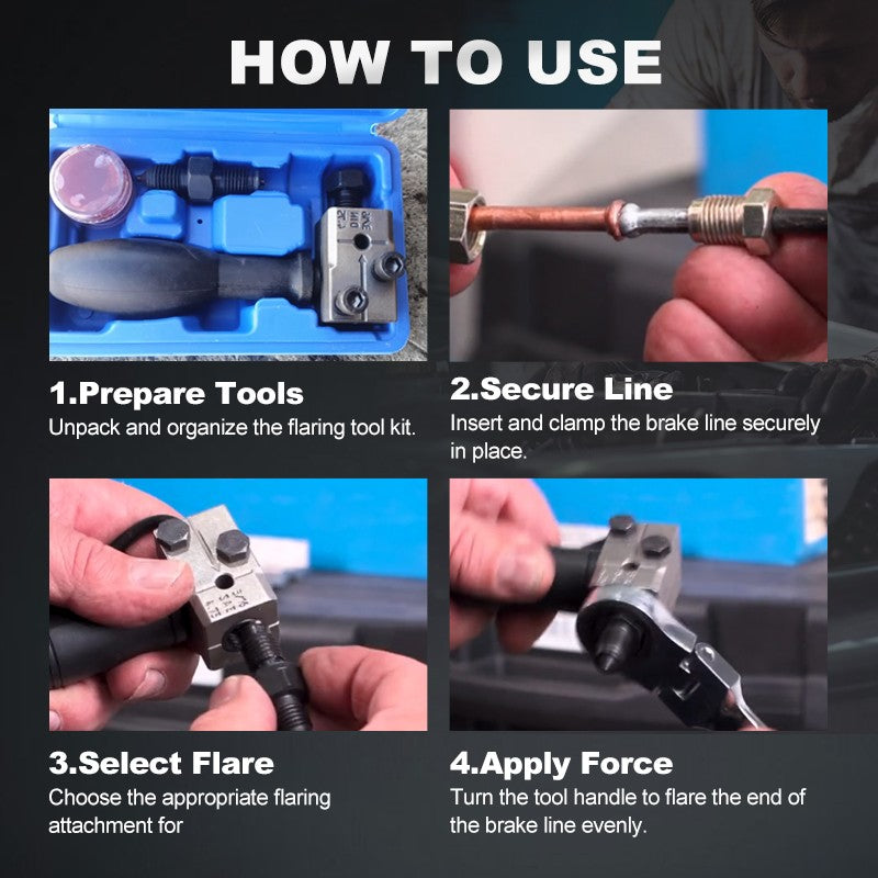 🔧 Professional Brake Line Flaring Tool Kit - Universal Fit for Cars, Trucks & Motorcycles