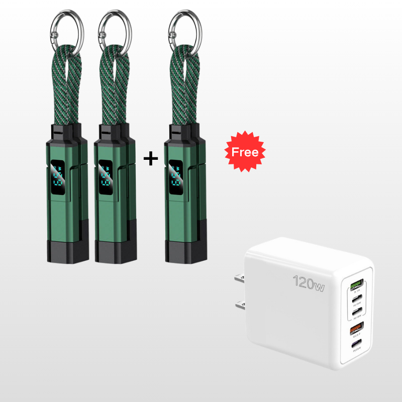 🔥HOT SALE50% OFF🔥4-in-1 Digital Display Keychain Charging Cable