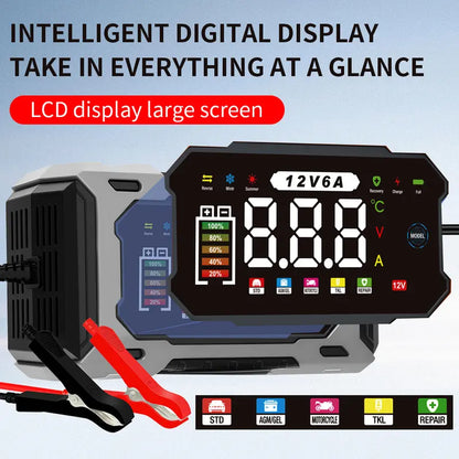 🔥Hot Sale Offers-12V 6A Smart Car Battery Charger with Pulse Repair