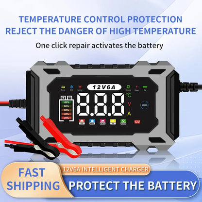 🔥Hot Sale Offers-12V 6A Smart Car Battery Charger with Pulse Repair