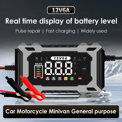 🔥Hot Sale Offers-12V 6A Smart Car Battery Charger with Pulse Repair