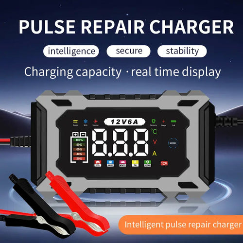 🔥Hot Sale Offers-12V 6A Smart Car Battery Charger with Pulse Repair