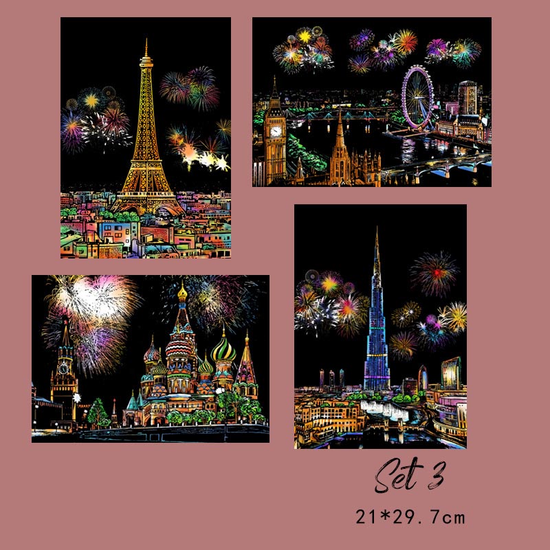 🧠4pcs Creative Scratch Paintings Set with Tool（🚀55%OFF）