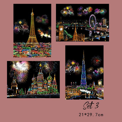 🧠4pcs Creative Scratch Paintings Set with Tool（🚀55%OFF）