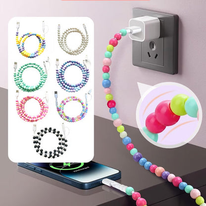 2-In-1 USB To Type-C ＆ PHONE Beaded Charger Cord