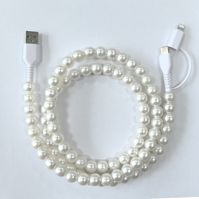 2-In-1 USB To Type-C ＆ PHONE Beaded Charger Cord