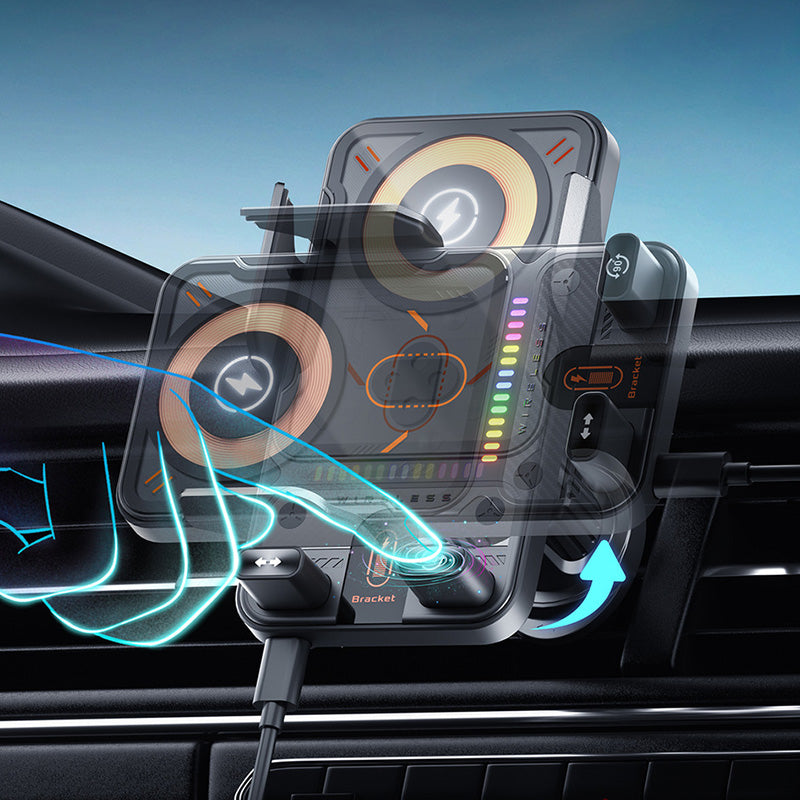 🔥HOT SALE 49% OFF🎁⚡Over 50K sold! 📱Smart 2-in-1 Car Rotating Mobile Phone Holder & Wireless Charger⚡