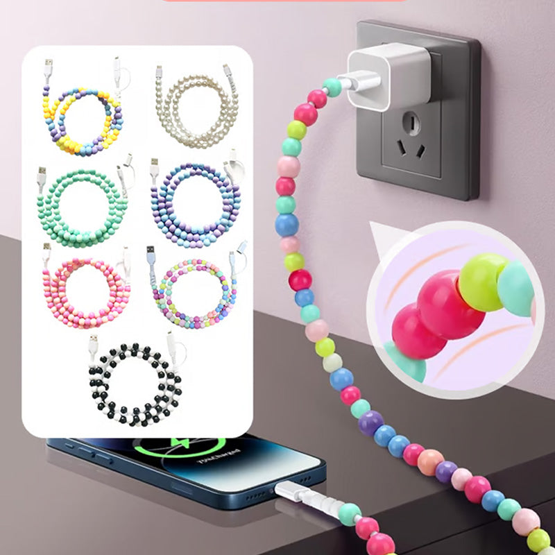 🔥HOT SALE🔥2-In-1 USB To Type-C ＆ Phone Beaded Charger Cord