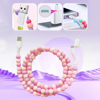 🔥HOT SALE🔥2-In-1 USB To Type-C ＆ Phone Beaded Charger Cord