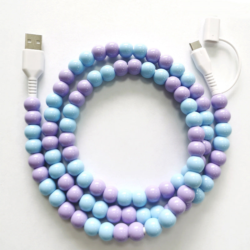 🔥HOT SALE🔥2-In-1 USB To Type-C ＆ Phone Beaded Charger Cord