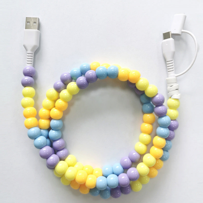🔥HOT SALE🔥2-In-1 USB To Type-C ＆ Phone Beaded Charger Cord