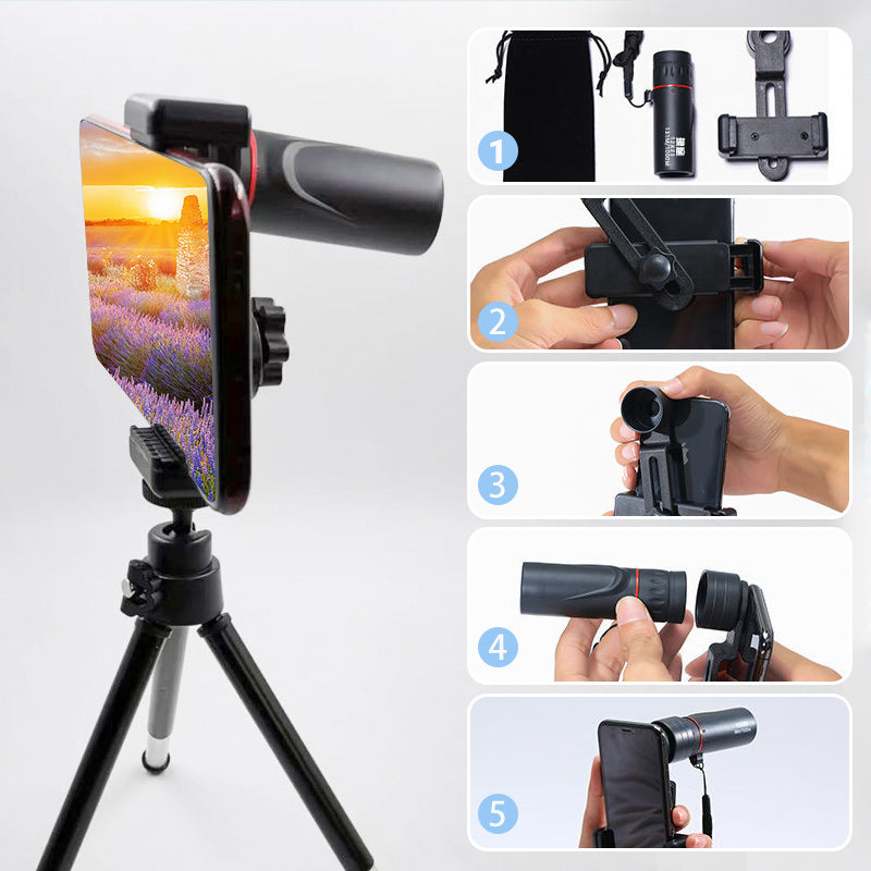 🔭 50% OFF NOW! ✨ Outdoor Portable Monocular Telescope - 12x50 High Definition with Smartphone Adapter for Adventures 🌄📱