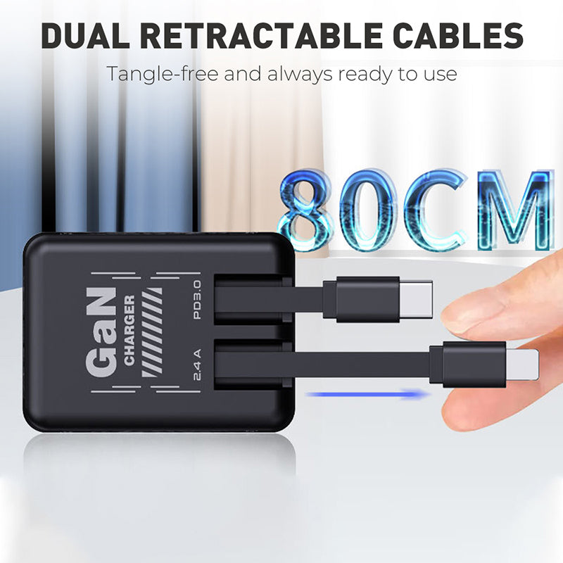 🔥Hot Sale Deals-Retractable Wall Charger with Dual Cables