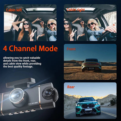 🏆50% Off!🚗4-Channel HD Dashcam with Front Interior Rear Recording🎥