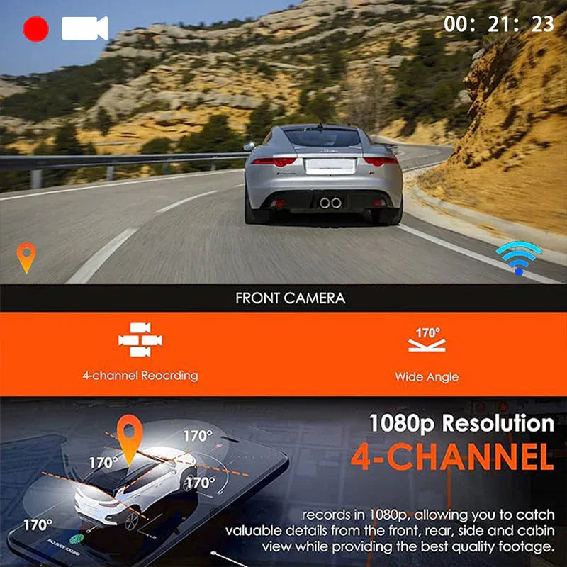 🏆50% Off!🚗4-Channel HD Dashcam with Front Interior Rear Recording🎥