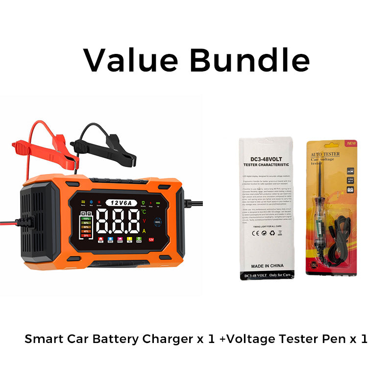 🔥Hot Sale Offers-12V 6A Smart Car Battery Charger with Pulse Repair