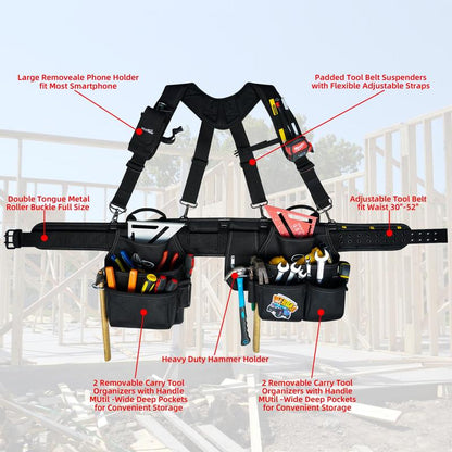 🔥Limited-time offer-Combination set featuring sturdy tool loops and a spacious, durable tool belt pouch with adjustable straps