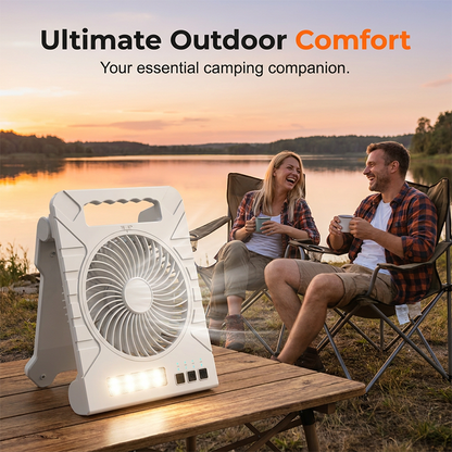 🌀 50% OFF NOW! ☀️ Solar-Powered Outdoor Fan – Rechargeable, ultra-quiet & with LED light – Perfect for camping, patio or power outages – energy-saving and portable 🔋