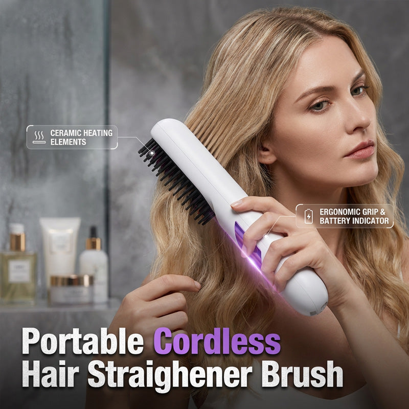 🔥Limited-time offer-Cordless Ceramic Hair Straightener Brush